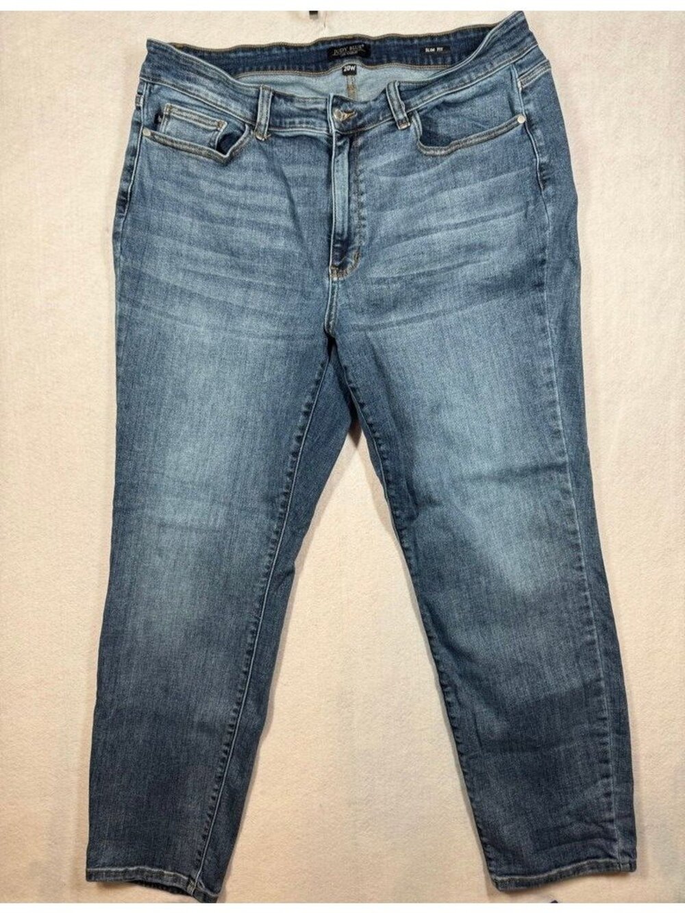 Judy Blue Mid Rise Slim Fit Jeans 82180 Medium Wash Blue Denim Women's Size 20W
